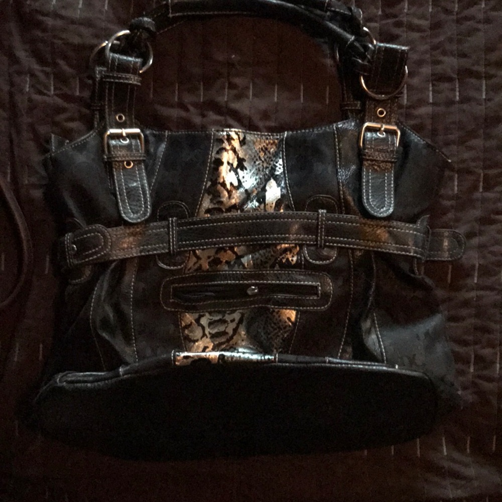 shiny leather metallic leopard print